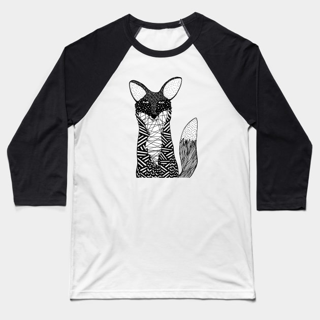 Pen and Ink Fox Baseball T-Shirt by CarissaTanton